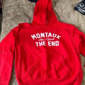MV Sport Red Zip-Up Hoodie with White Lettering